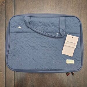 Nishel Large Hanging Toiletry Bag Quilted Blue Travel Organize Cosmetic Case NEW